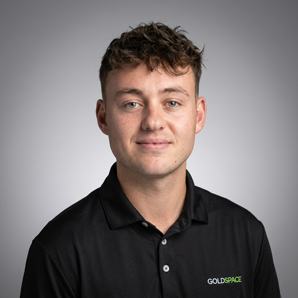 Owen O'Loughlin, PGA Professional, in a GolfSpace polo.